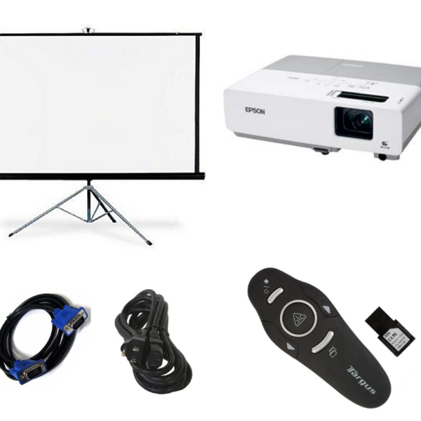 Used Epson Multimedia Projector 2700 Lumens With 72" Tripod Screen Free Presenter