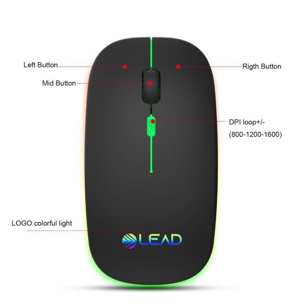 Lead 2.4GHz Wireless Mouse for Android, Apple, and Windows.